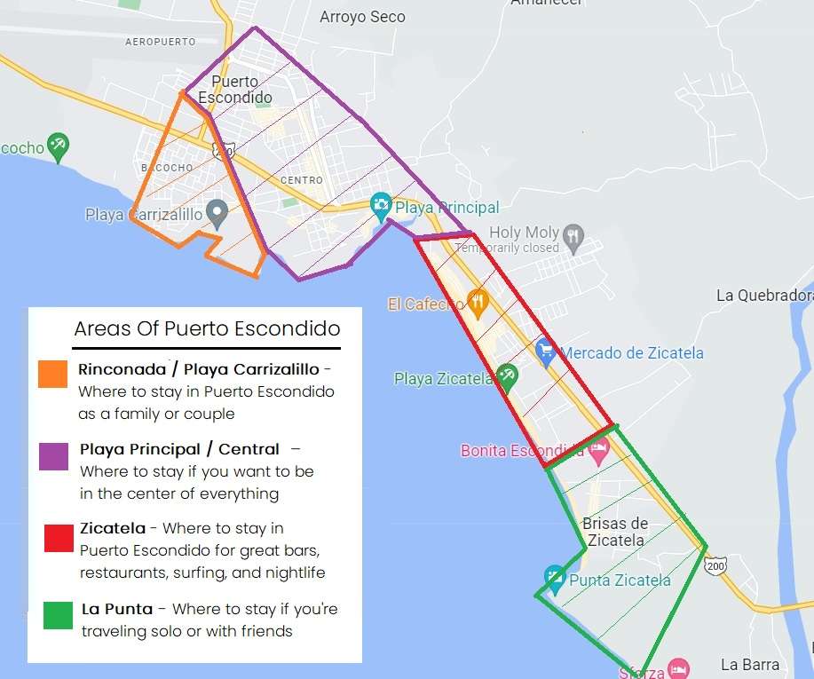 Puerto Escondido, Oaxaca 26 where to stay in puerto escondido map